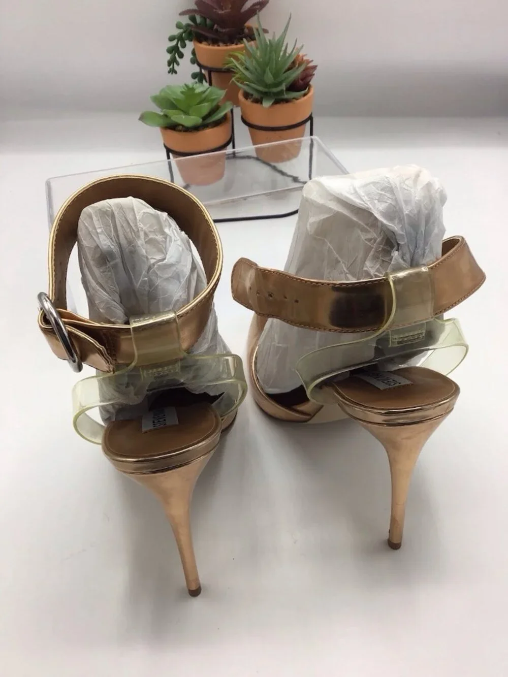 SteveMadden  #Desire Dark Blush Patent Ankle Strap Pumps Womens 7#